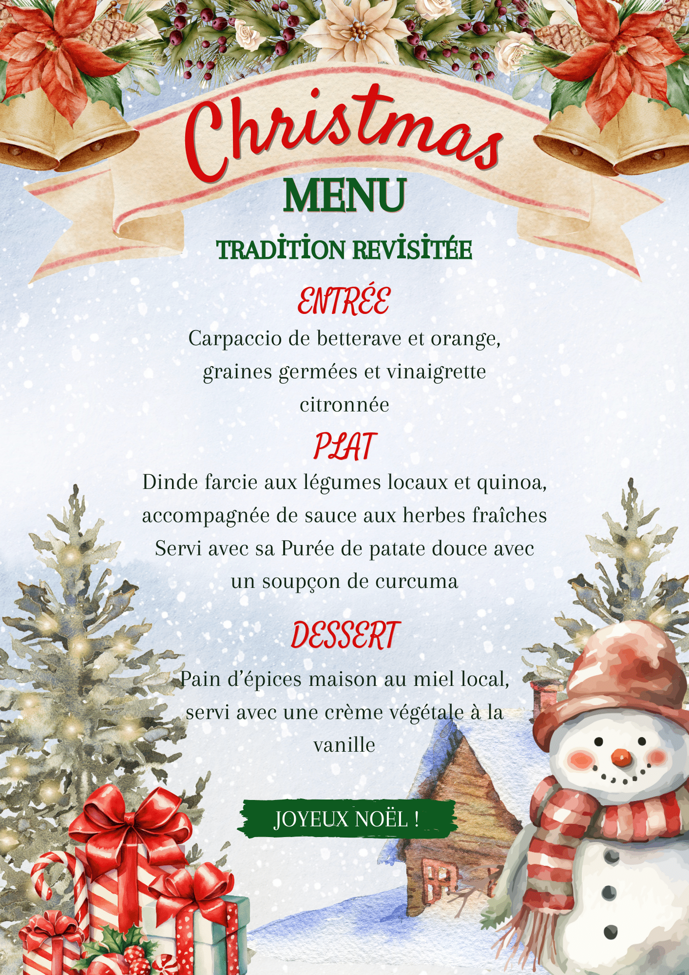 Menu de Noël à la fois festif, savoureux et respectueux
